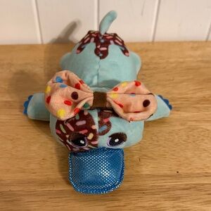 Turquoise Plush Platypus with Polka Dot Bow